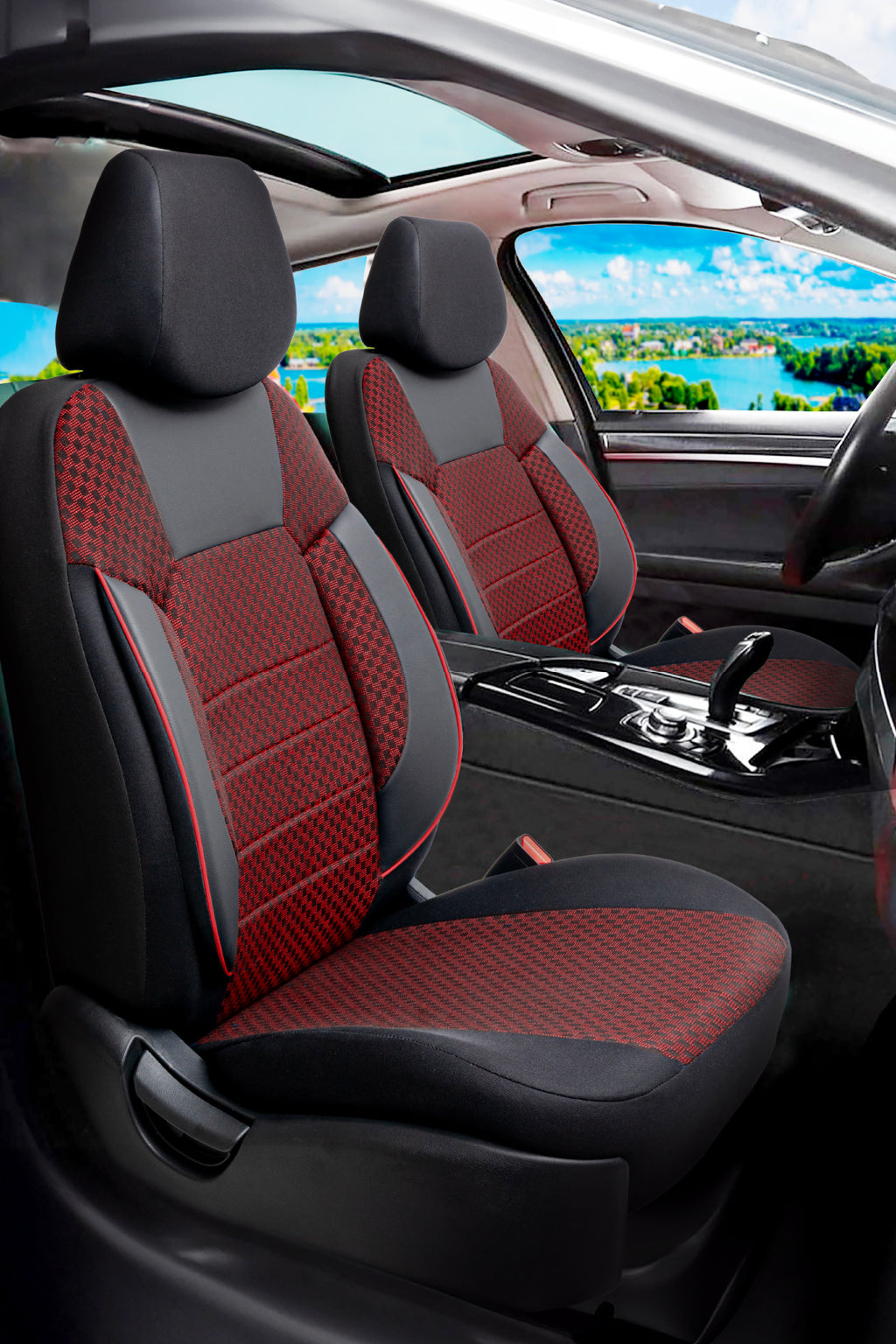 PAM Serisi Pamuklu Kumaş Universal Oto Koltuk Kılıfı Tam Set