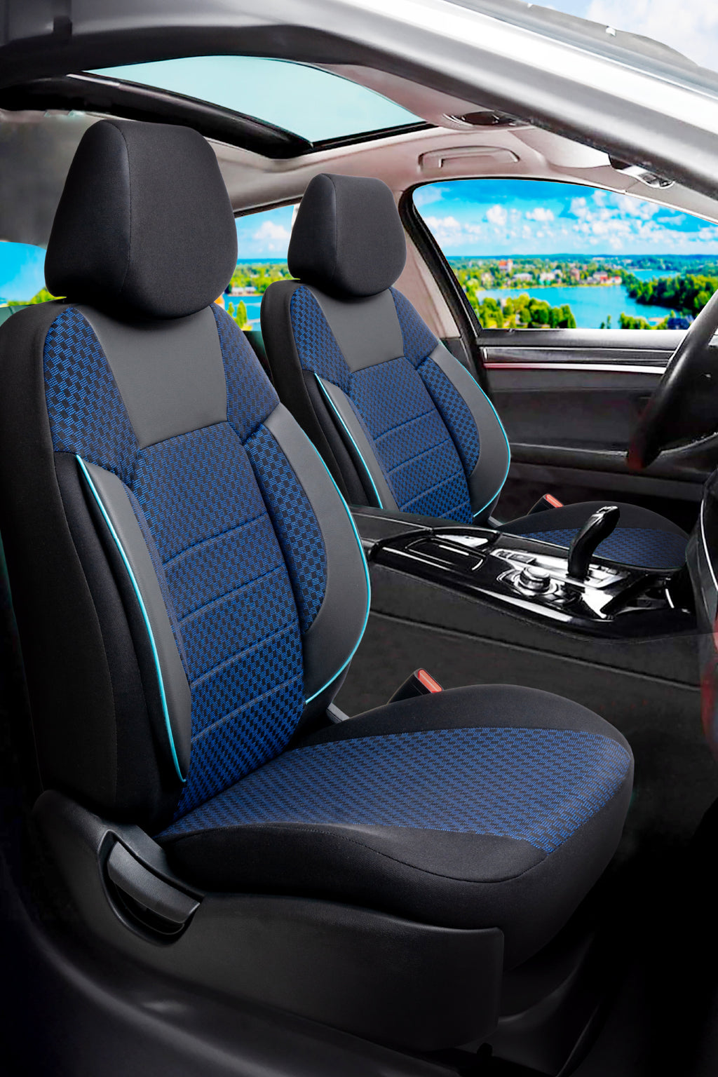 PAM Serisi Pamuklu Kumaş Universal Oto Koltuk Kılıfı Tam Set