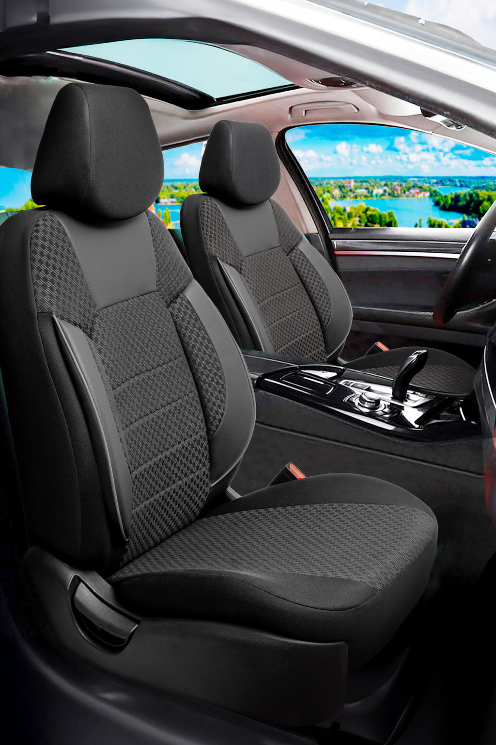 PAM Serisi Pamuklu Kumaş Universal Oto Koltuk Kılıfı Tam Set