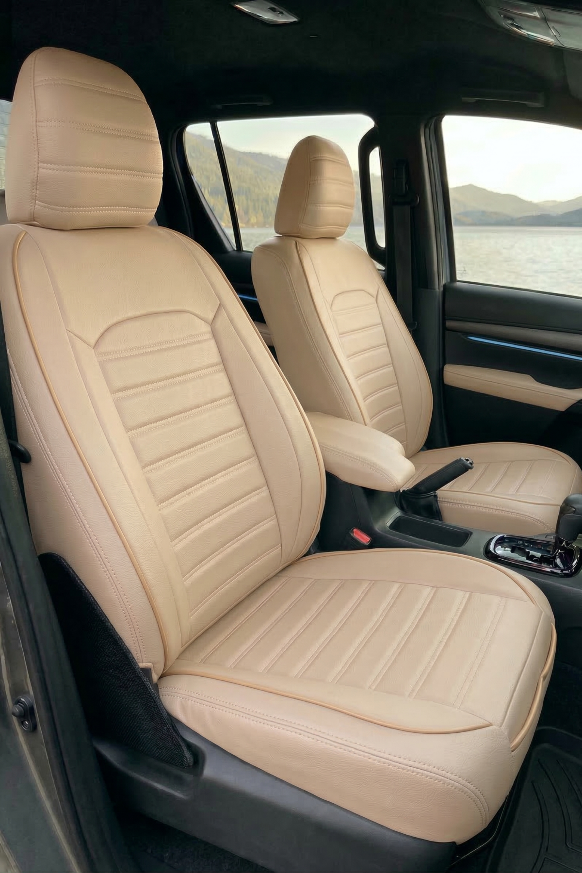 AYDOS Serisi Deri Kumaş Universal Oto Koltuk Kılıfı Tam Set