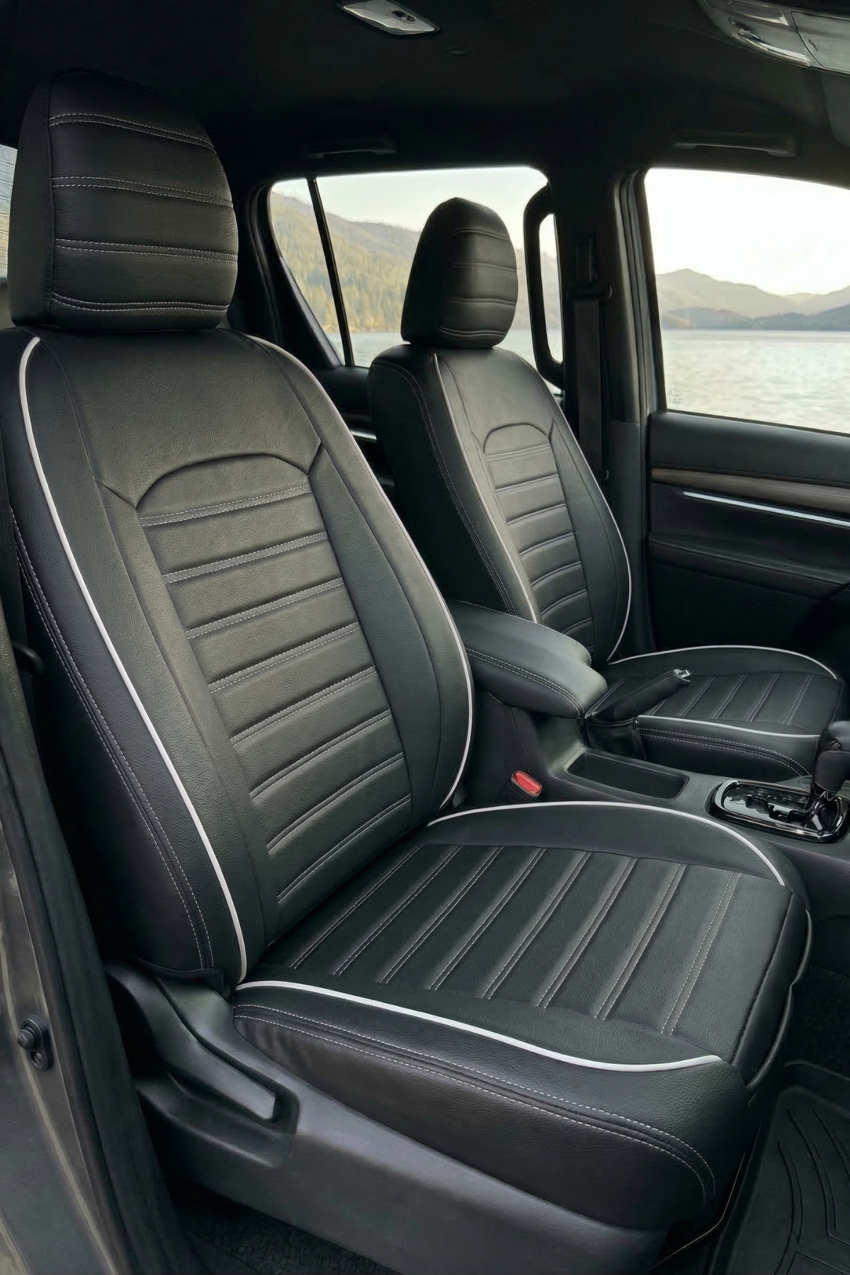 AYDOS Serisi Deri Kumaş Universal Oto Koltuk Kılıfı Tam Set