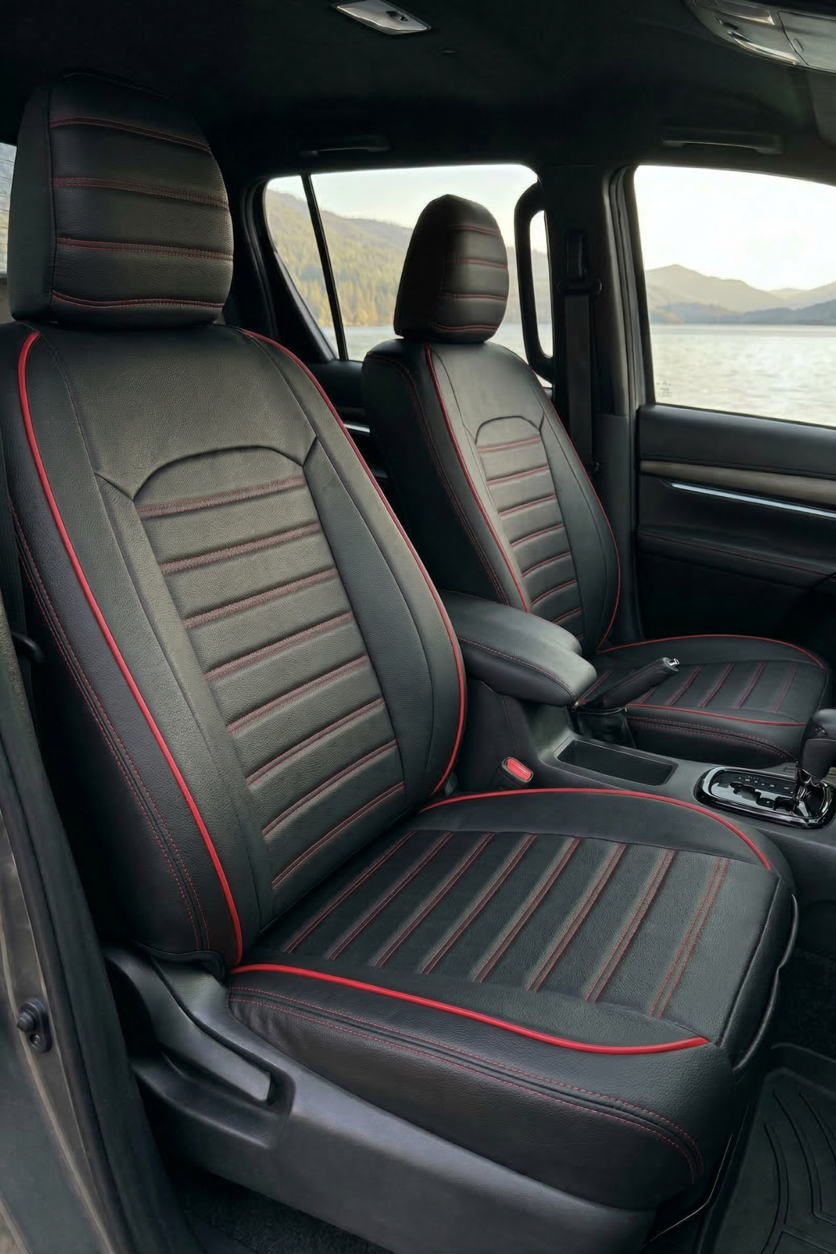 AYDOS Serisi Deri Kumaş Universal Oto Koltuk Kılıfı Tam Set