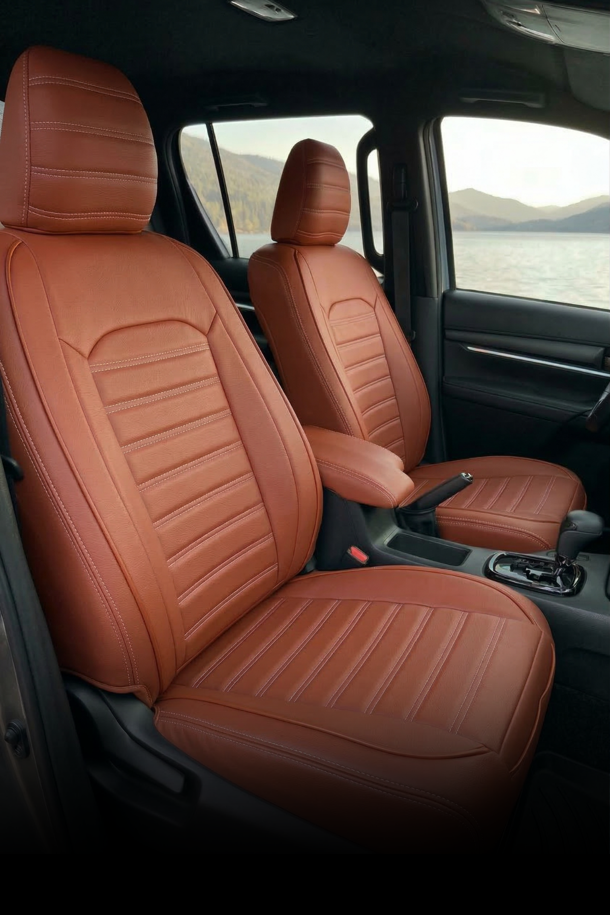 AYDOS Serisi Deri Kumaş Universal Oto Koltuk Kılıfı Tam Set