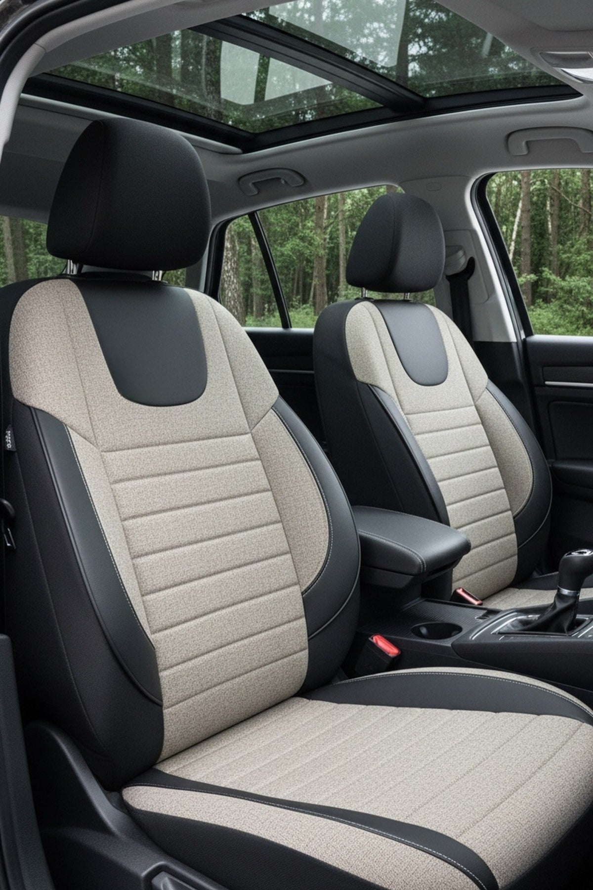 LİFOS Serisi Koton Kumaş Universal Oto Koltuk Kılıfı Tam Set