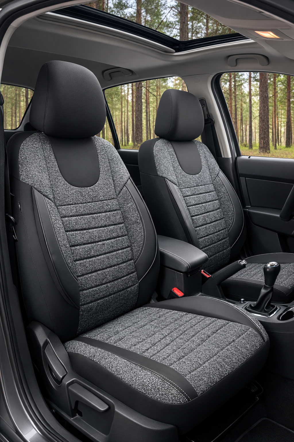 LİFOS Serisi Koton Kumaş Universal Oto Koltuk Kılıfı Tam Set