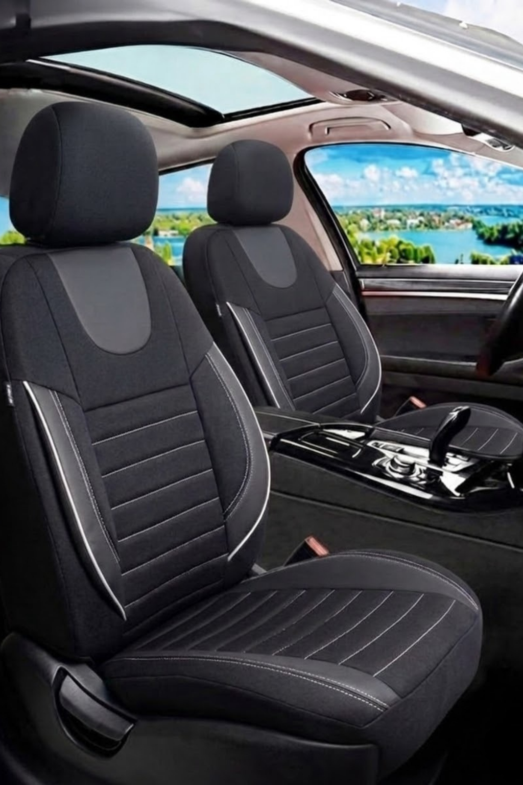 NEMRUT Serisi Lakost Kumaş Universal Oto Koltuk Kılıfı Tam Set