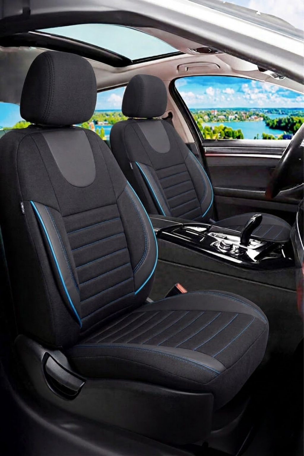 NEMRUT Serisi Lakost Kumaş Universal Oto Koltuk Kılıfı Tam Set