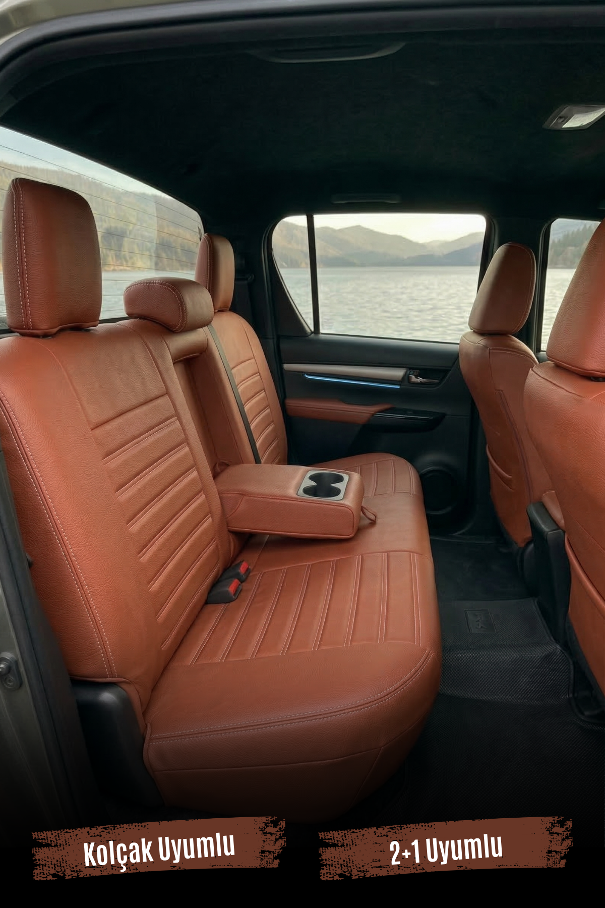 AYDOS Serisi Deri Kumaş Universal Oto Koltuk Kılıfı Tam Set
