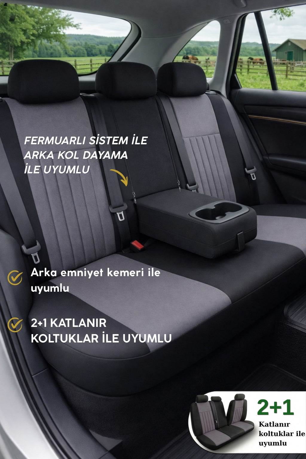 Edition Serisi Tay Tüyü Kumaş Universal Oto Koltuk Kılıfı Tam Set