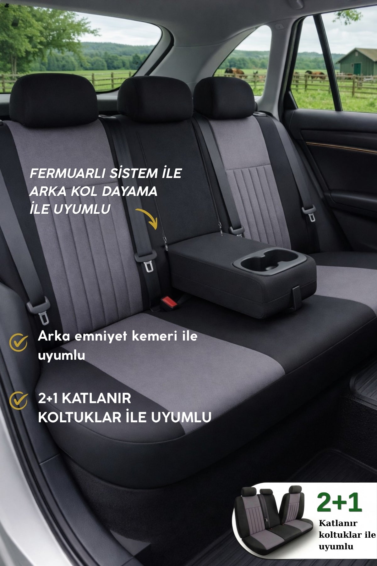 Edition Serisi Tay Tüyü Kumaş Universal Oto Koltuk Kılıfı Tam Set