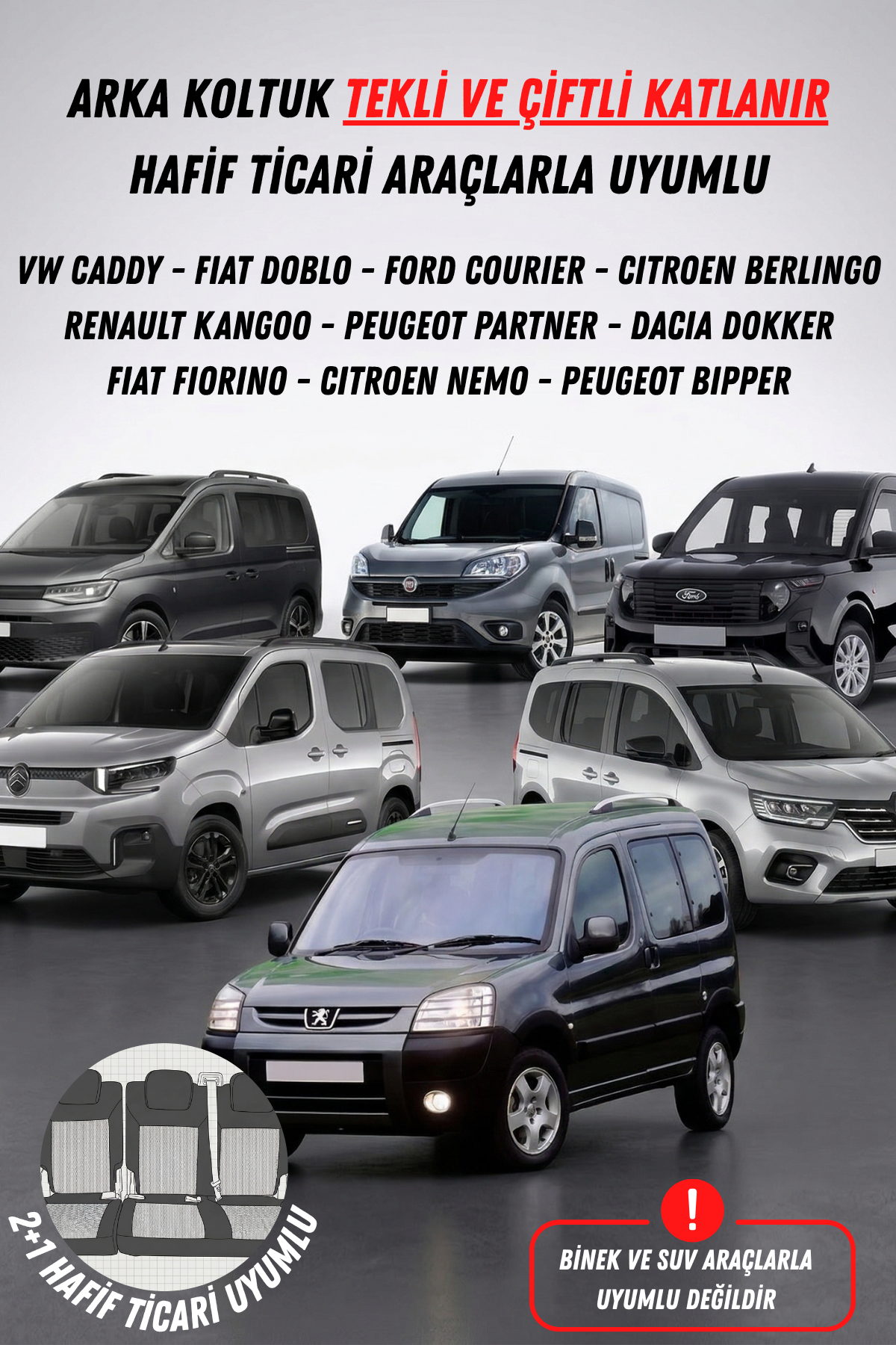 Lifos Hafif Ticari Serisi Koton Kumaş Oto Koltuk Kılıfı Tam Set (BERLINGO-CADDY-CONNECT-COURIER-DOBLO-DOKKER-PARTNER)
