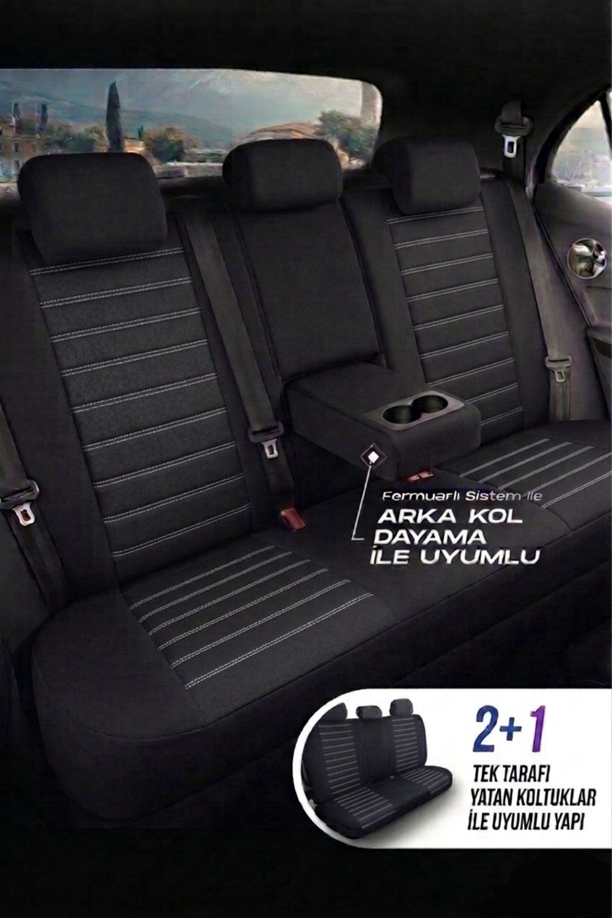 NEMRUT Serisi Lakost Kumaş Universal Oto Koltuk Kılıfı Tam Set