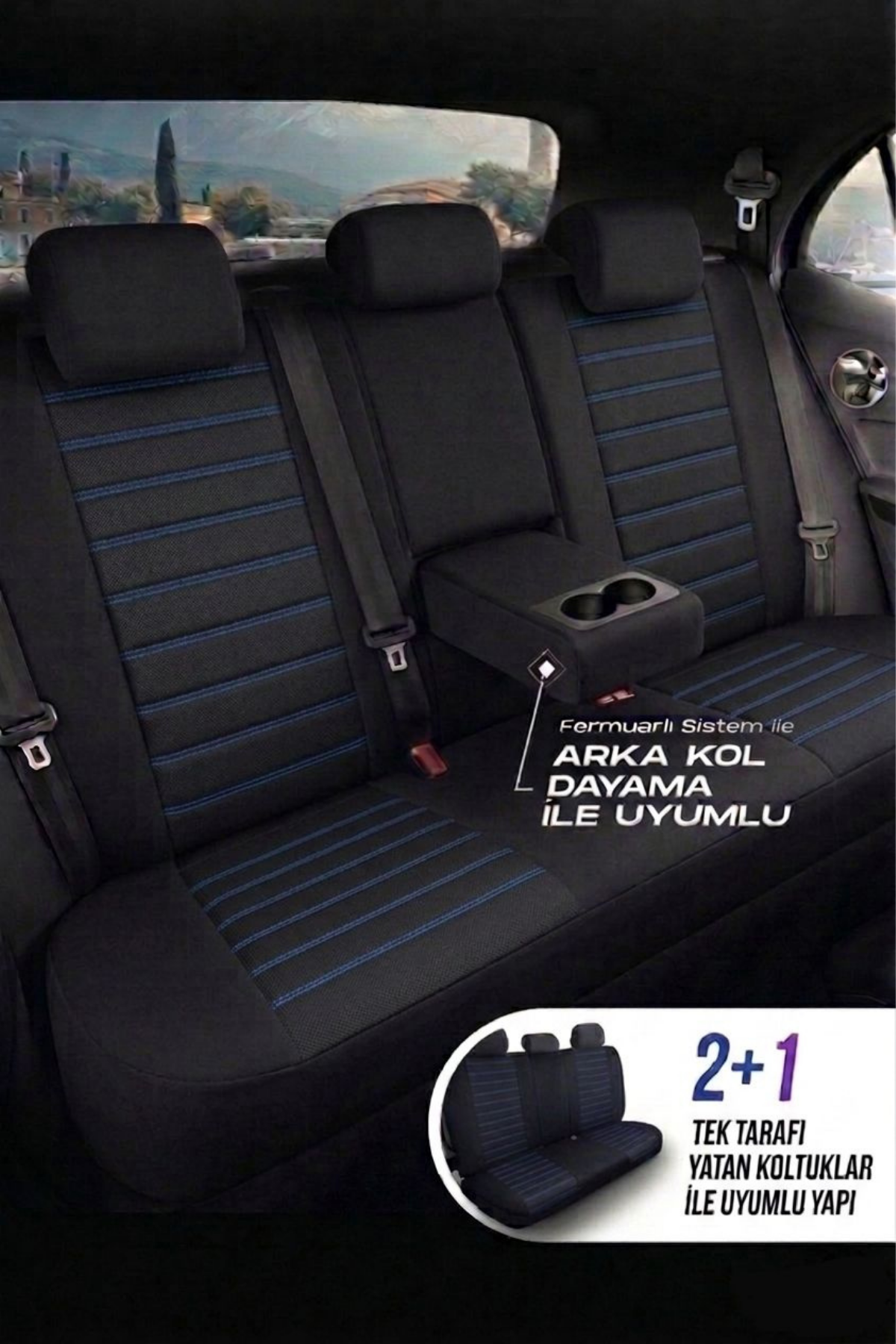 NEMRUT Serisi Lakost Kumaş Universal Oto Koltuk Kılıfı Tam Set