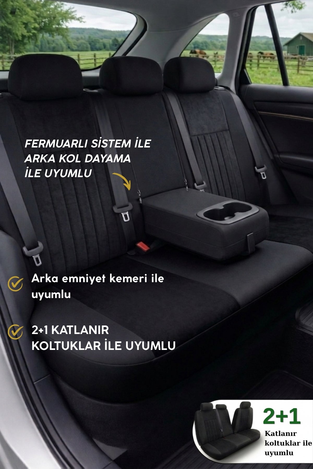 Edition Serisi Tay Tüyü Kumaş Universal Oto Koltuk Kılıfı Tam Set