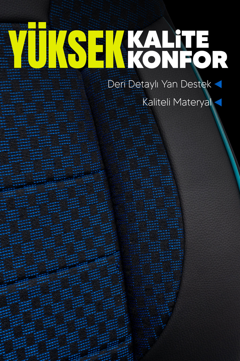 PAM Serisi Pamuklu Kumaş Universal Oto Koltuk Kılıfı Tam Set