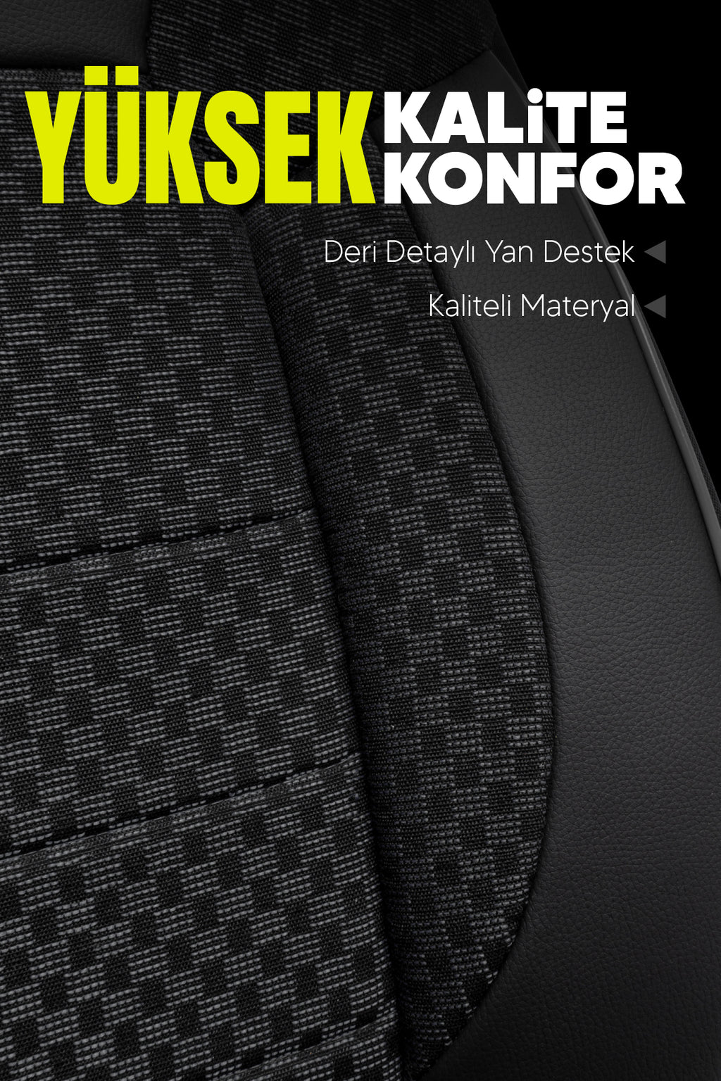 PAM Serisi Pamuklu Kumaş Universal Oto Koltuk Kılıfı Tam Set