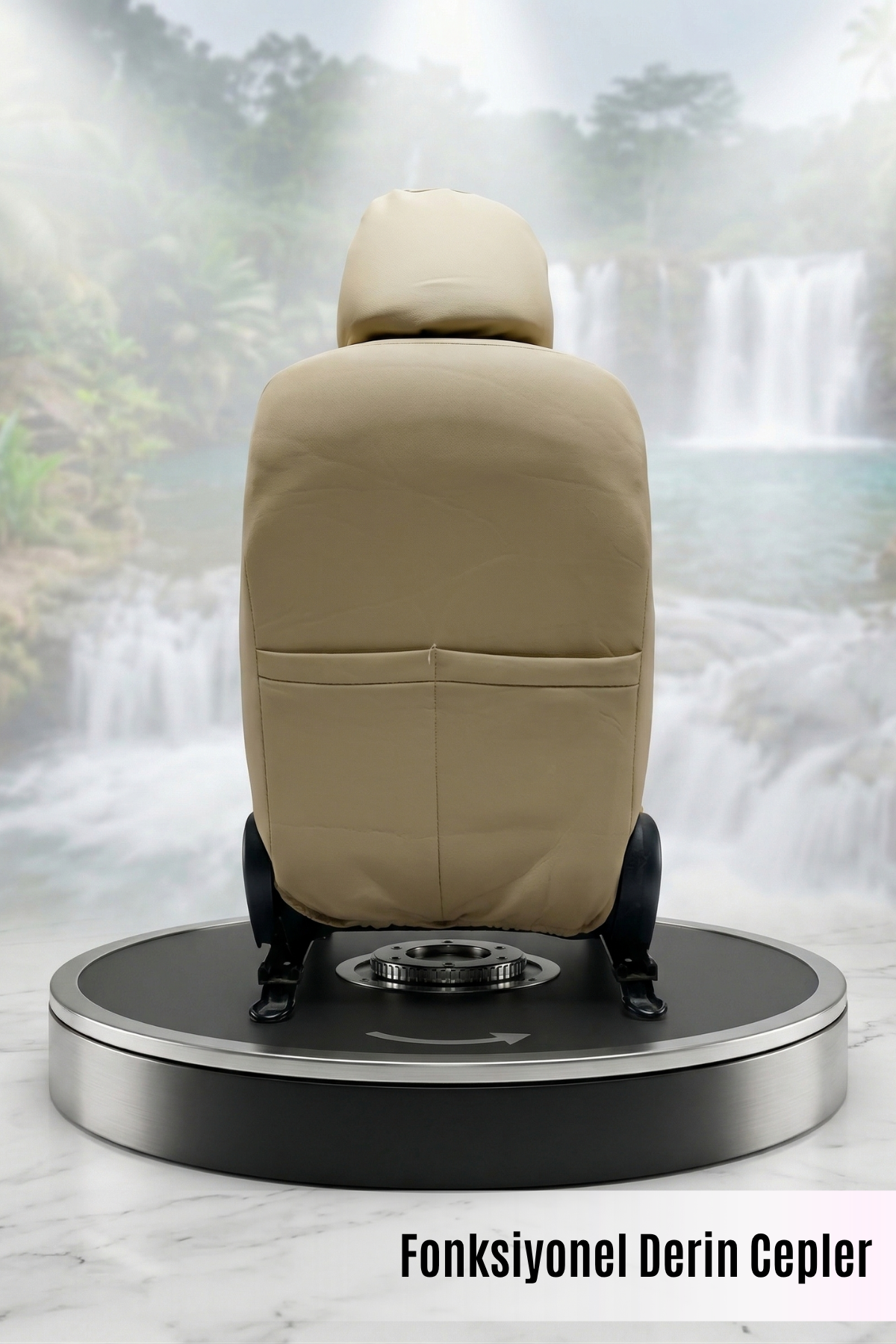 VENÜS Serisi File Kumaş Universal Oto Koltuk Kılıfı Tam Set - Bej