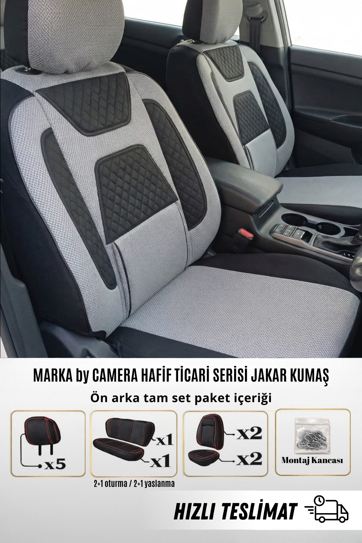 MARKA by CAMERA Hafif Ticari Serisi Jakar Kumaş Oto Koltuk Kılıfı Tam Set (BERLINGO-CADDY-CONNECT-COURIER-DOBLO-DOKKER-PARTNER)