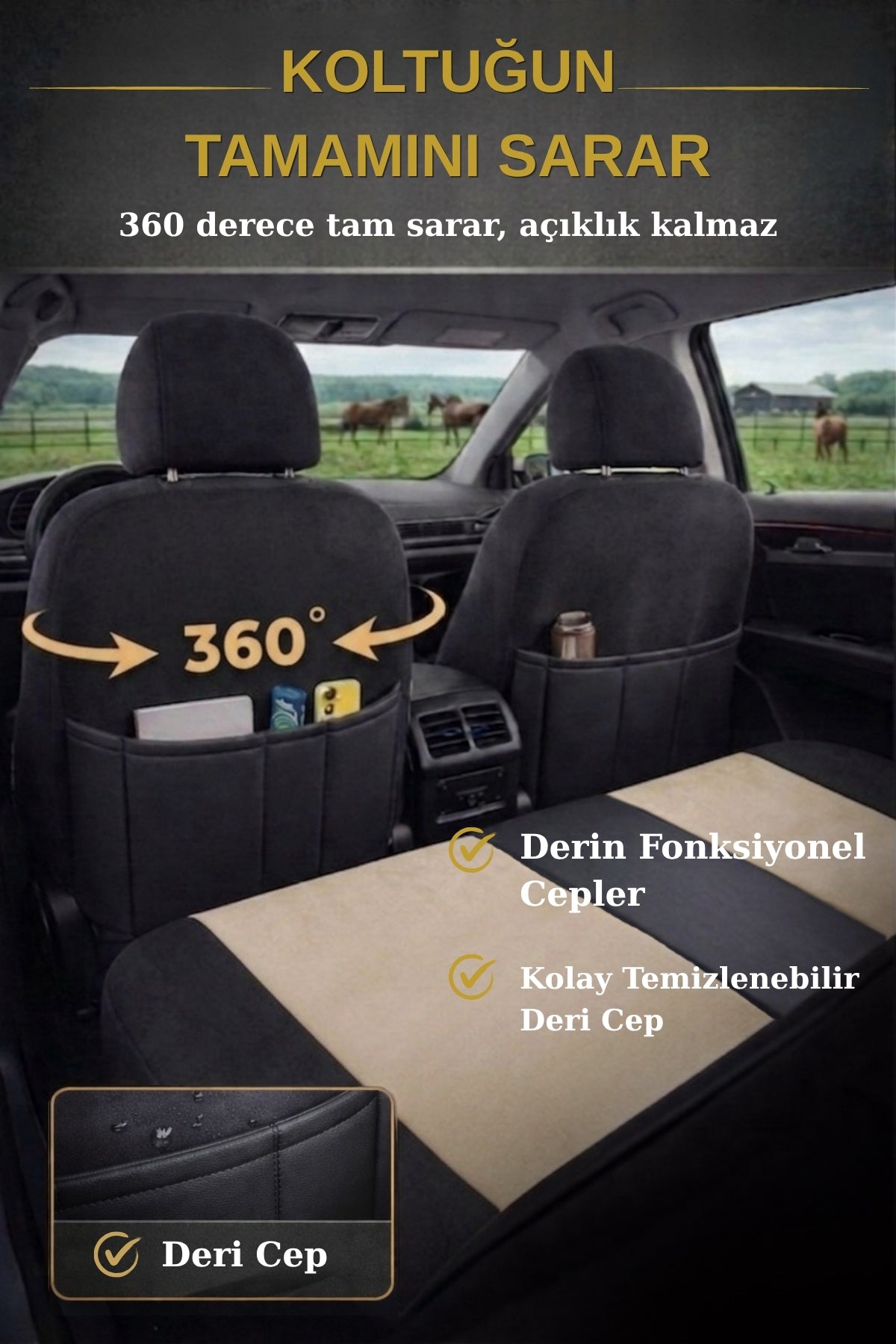 Edition Serisi Tay Tüyü Kumaş Universal Oto Koltuk Kılıfı Tam Set