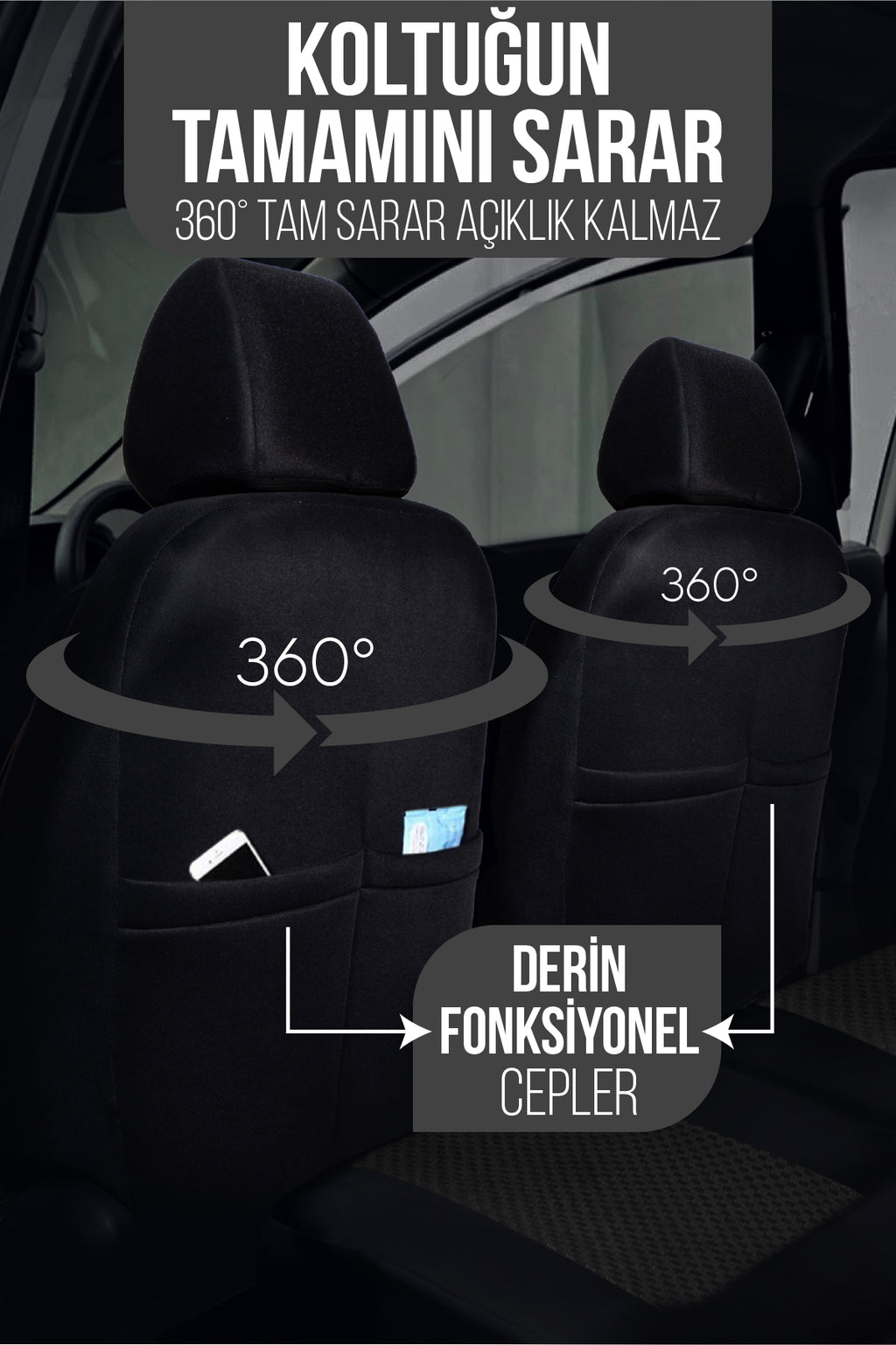 Peugeot Rifter Uyumlu Pamuklu Kumaş Araca Özel Oto Koltuk Kılıfı Tam Set