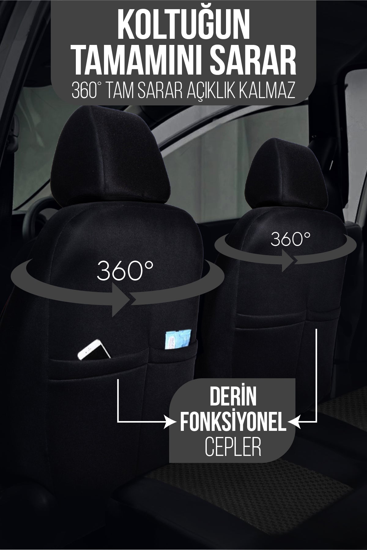 Peugeot Rifter Uyumlu Pamuklu Kumaş Araca Özel Oto Koltuk Kılıfı Tam Set