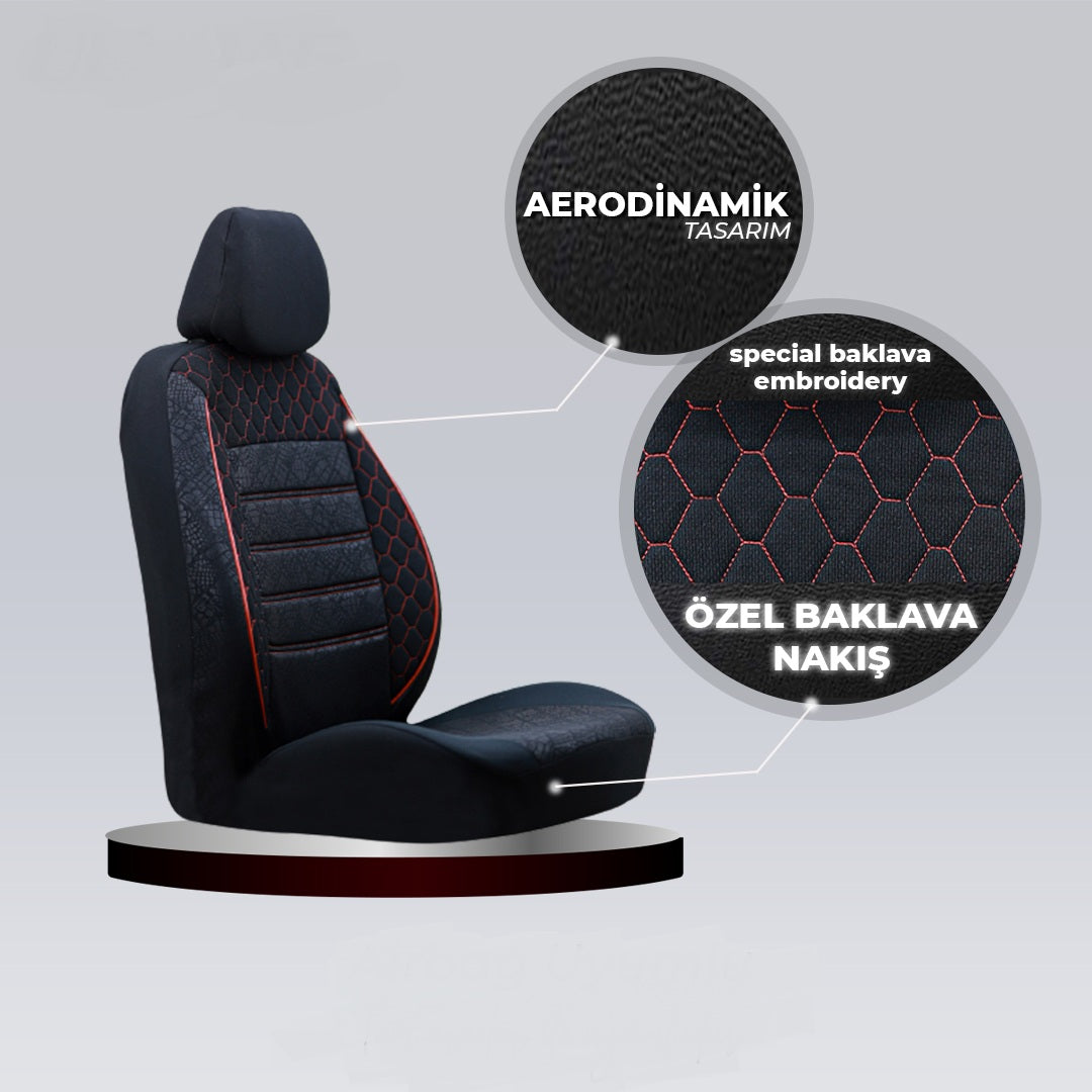 GOF Serisi Lakost Kumaş Universal Oto Koltuk Kılıfı Tam Set