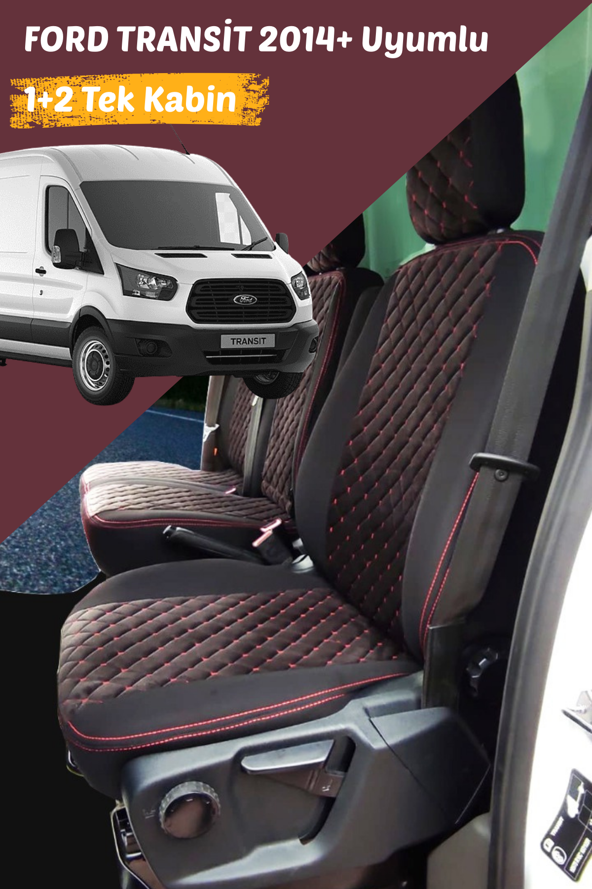 Ford Transit 2014 ve Üzeri Tek Kabin Uyumlu Tay Tüyü Kumaş Araca Özel Oto Koltuk Kılıfı