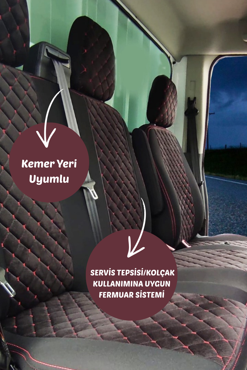Ford Transit 2014 ve Üzeri Tek Kabin Uyumlu Tay Tüyü Kumaş Araca Özel Oto Koltuk Kılıfı