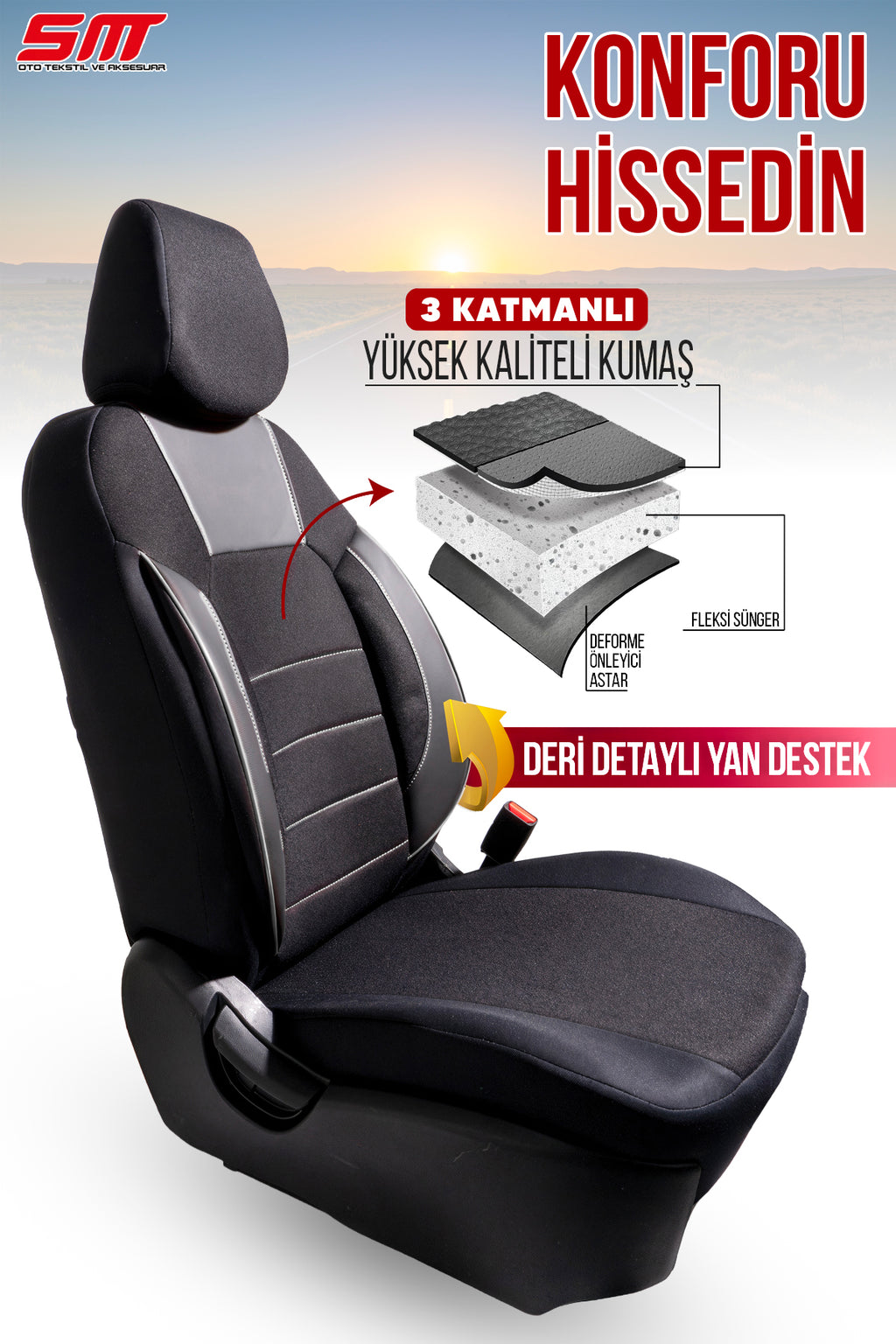 ERA Serisi Lakost Kumaş Universal Oto Koltuk Kılıfı Tam Set