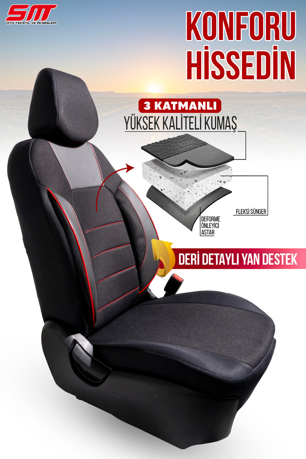 ERA Serisi Lakost Kumaş Universal Oto Koltuk Kılıfı Tam Set