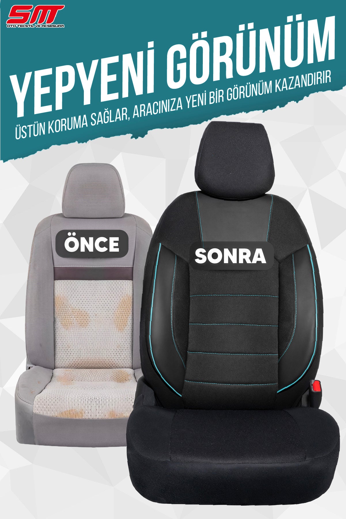 ERA Serisi Lakost Kumaş Universal Oto Koltuk Kılıfı Tam Set