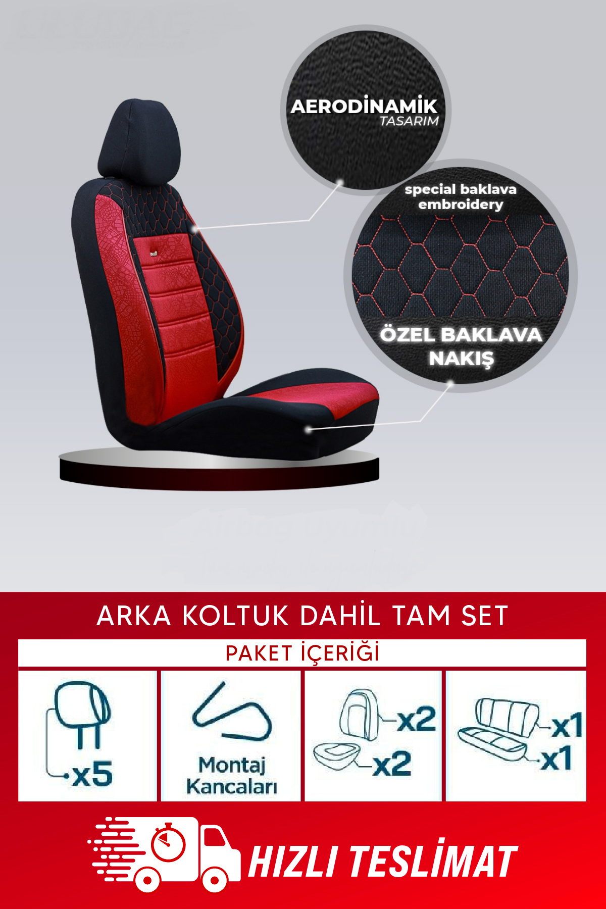 GOF HAFİF TİCARİ Serisi Lakost Kumaş Universal Oto Koltuk Kılıfı Tam Set